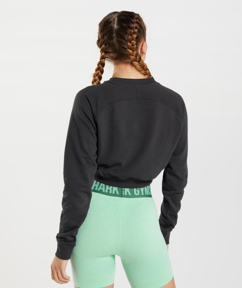 Women's Gymshark Training Cropped Sweatshirts Black | CA 57A1D0